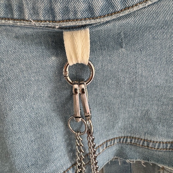 Distressed Denim Jacket with Chains - Picture 5 of 7